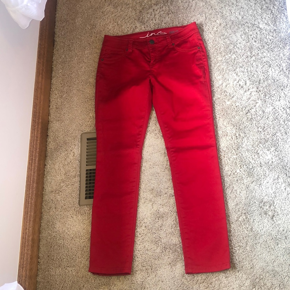 INC | Red Skinny + Stretchy Fitted + Regular Pants